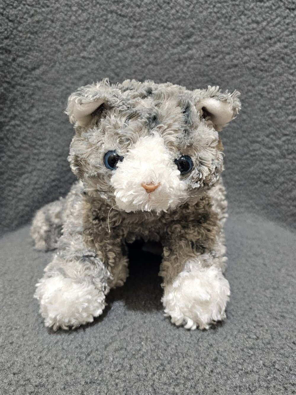 GUND Gray Cat Plush Bootsie RETRO Early 00s Stuffed Animal Soft Retired Blue Eye
